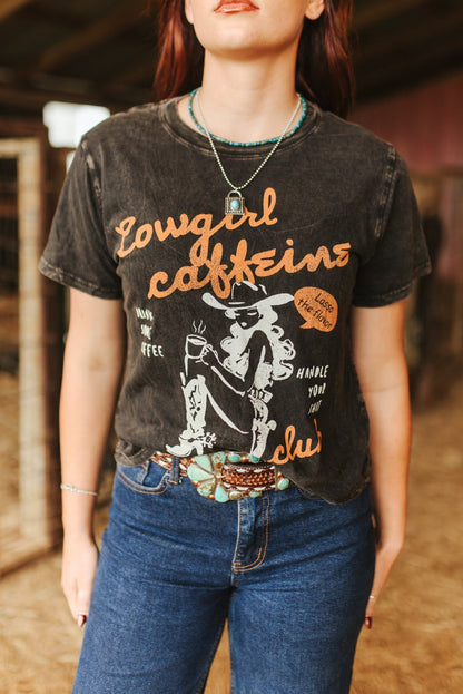 Cowgirl Caffeine Club Boxy Graphic TeeS