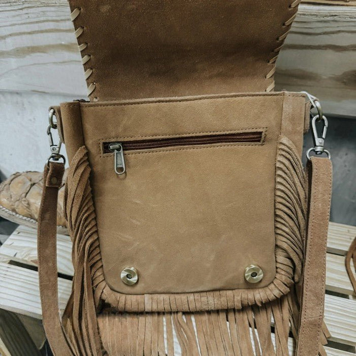 Cowhide Suede Fringe Crossbody Bag
