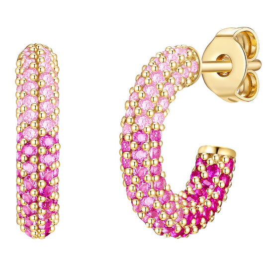 Creolen gold Zirkonia bunt