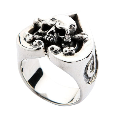 Top down view highlighting the polished finish and oxidized dark accents