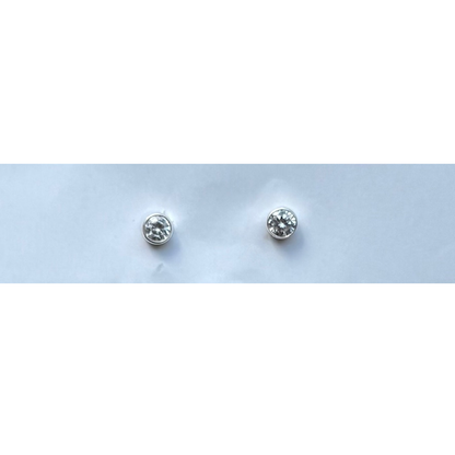 925 Sterling silver bezeled post with crystal insert. 5 mm diameter. nickel free