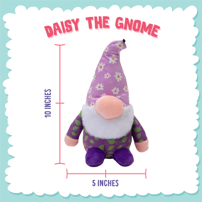Daisy the Gnome Purple Plush Squeaky Dog Toy - 10"