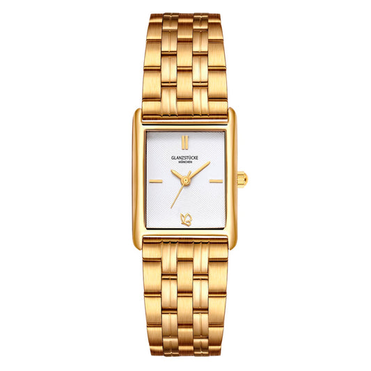 Damen Uhr Haidhausen weiß mit Edelstahl-Armband gold
