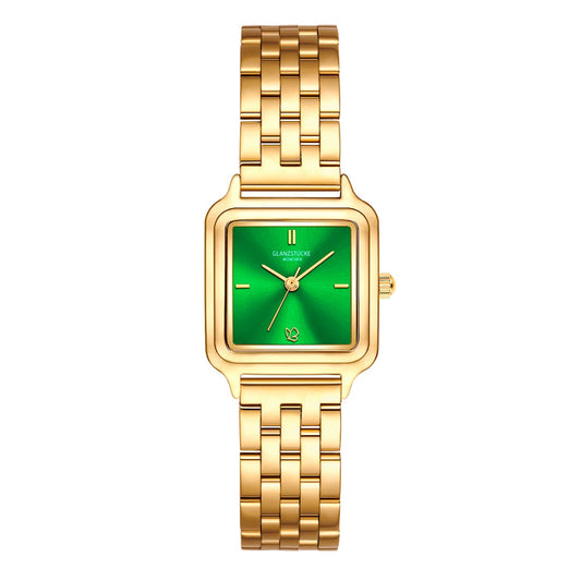 Damen Uhr Maxvorstadt smaragdgrün mit Edelstahl-Armband gold