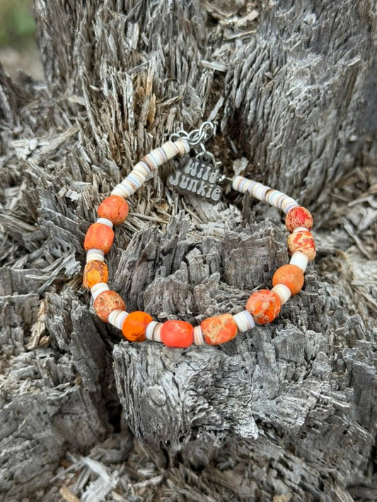 Desert Ember Beaded Shell Bracelet