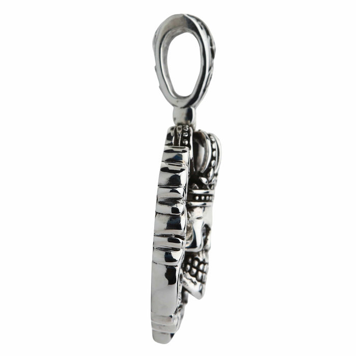 Side profile of the 50mm pendant, showing its 4mm slim thickness and the oval jump loop beneath the bail