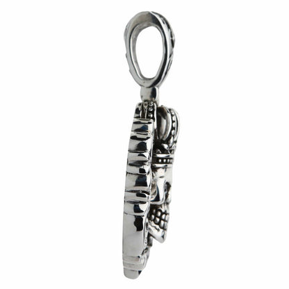 Side profile of the 50mm pendant, showing its 4mm slim thickness and the oval jump loop beneath the bail