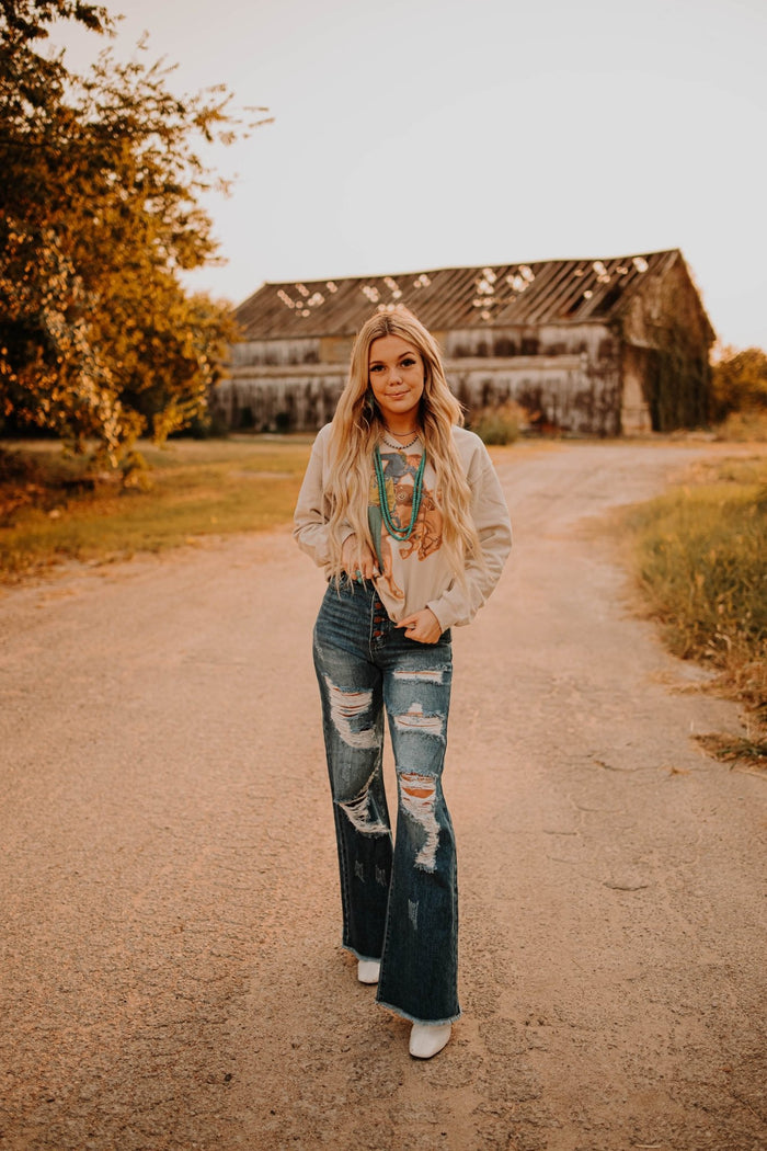Distressed Wide Leg DenimMedium Wash7