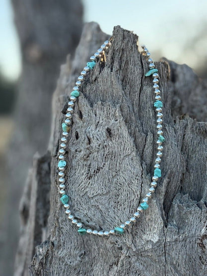 Down Valley Turquoise And Pearl Beaded Necklace