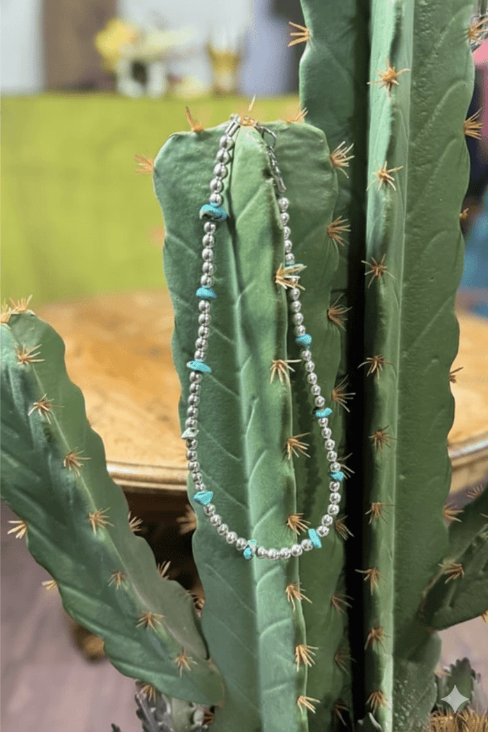 Down Valley Turquoise And Pearl Beaded Necklace
