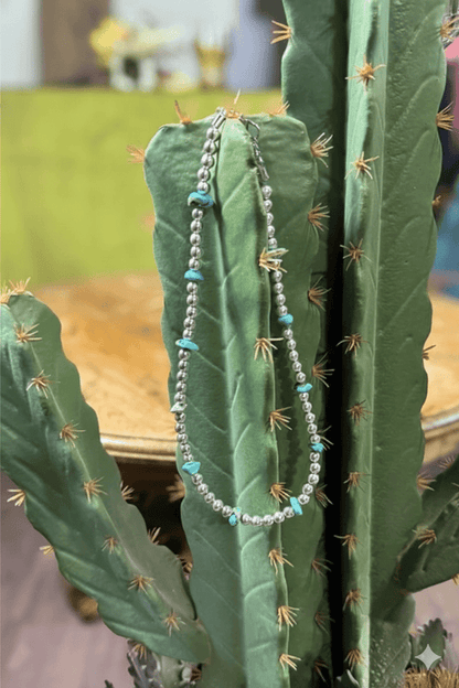 Down Valley Turquoise And Pearl Beaded Necklace