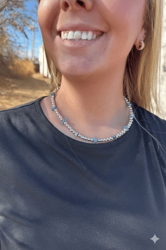 Down Valley Turquoise And Pearl Beaded Necklace