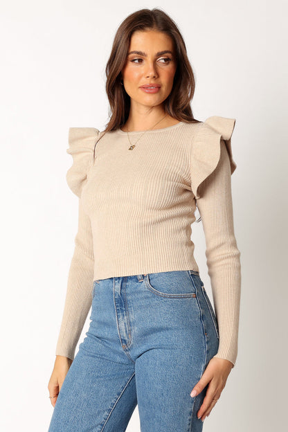 Petal and Pup USA TOPS Easton Long Sleeve Knit Top - Nude