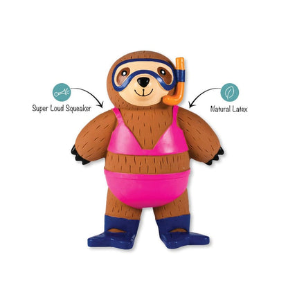 Petshop by Fringe Studio dog toys Eat Sleep Snorkel Sloth Bikini Latex Squeaker Dog Toy