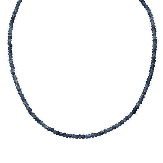 Edelstein-Kette mit blauem Chalcedon