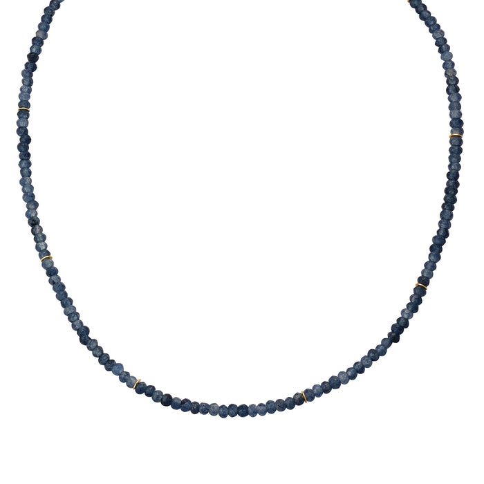 Edelstein-Kette mit Chalcedon (blau) gold