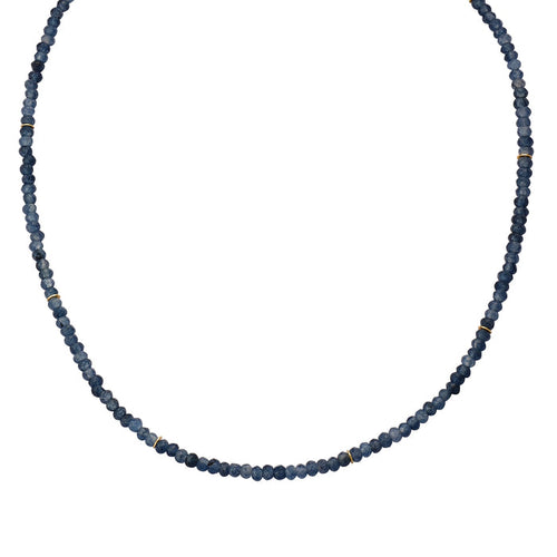 Edelstein-Kette mit Chalcedon (blau) gold