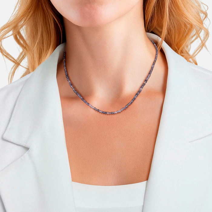 Edelstein-Kette mit Chalcedon (blau) gold
