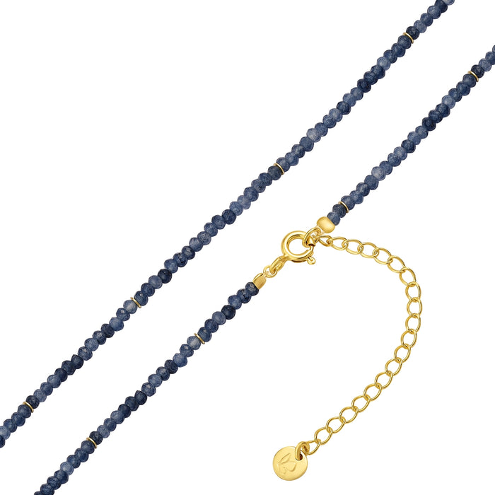 Edelstein-Kette mit Chalcedon (blau) gold