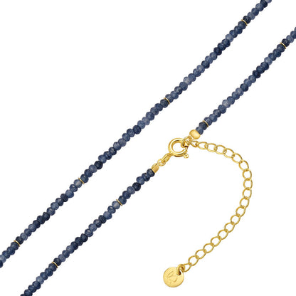 Edelstein-Kette mit Chalcedon (blau) gold