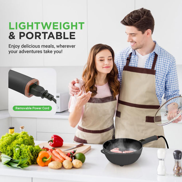 Electric Frying Pan & Steamer, 4L, Non-Stick, Touch Control, Portable