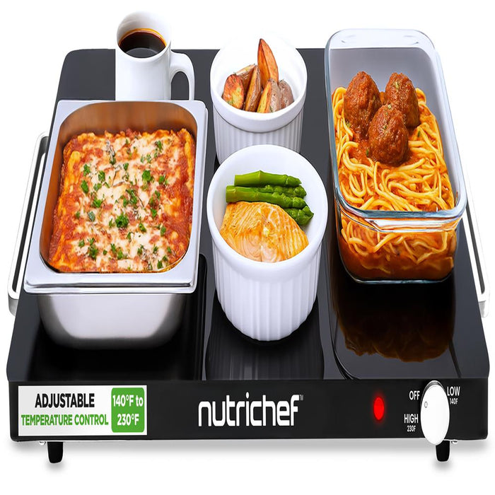 Electric Warming Tray Keeps Food Warm Glass Surface Adjustable Temp