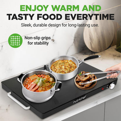 Electric Warming Tray Keeps Food Warm Glass Surface Adjustable Temp
