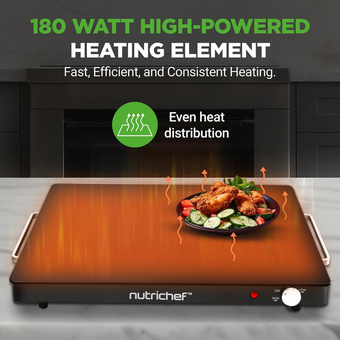 Electric Warming Tray Keeps Food Warm Glass Surface Adjustable Temp