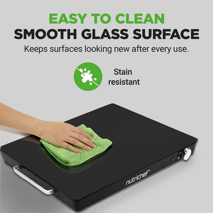 Electric Warming Tray Keeps Food Warm Glass Surface Adjustable Temp