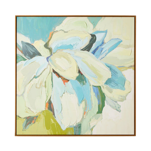 Floral Blues Framed Canvas Print 100x100cm