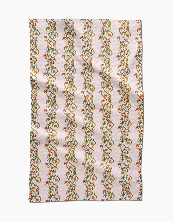Towel with a floral pattern on a white background