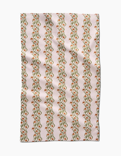 Towel with a floral pattern on a white background