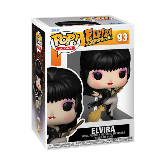 Funko POP! Icons: Elvira Mistress Of The Dark - Elvira on Broom Vinyl Figure