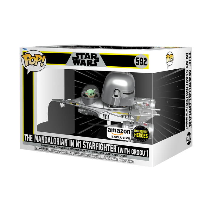 Funko POP! Rides Deluxe: Star Wars - The Mandalorian in N1 Starfighter with Grogu Vinyl Figure