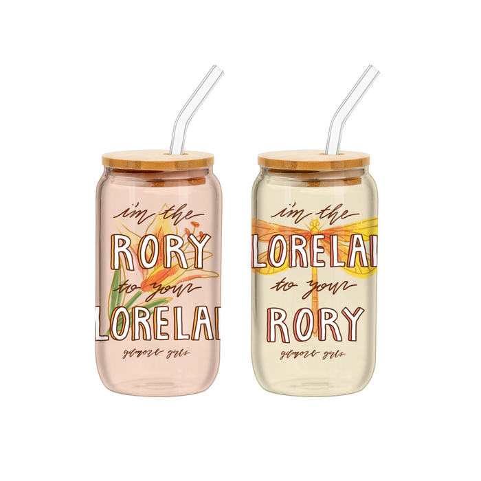 Gilmore Girls Rory Lorelai Script 2pk 16oz Glass Tumbler