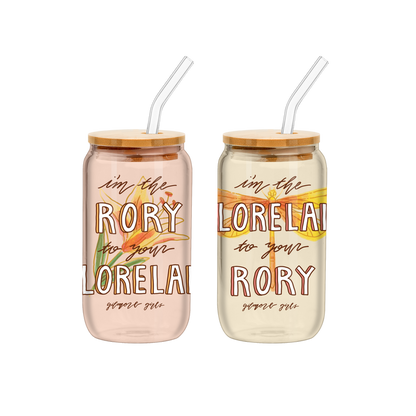 Gilmore Girls Rory Lorelai Script 2pk 16oz Glass Tumbler