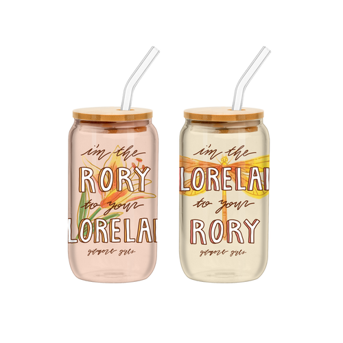 Gilmore Girls Rory Lorelai Script 2pk 16oz Glass Tumbler
