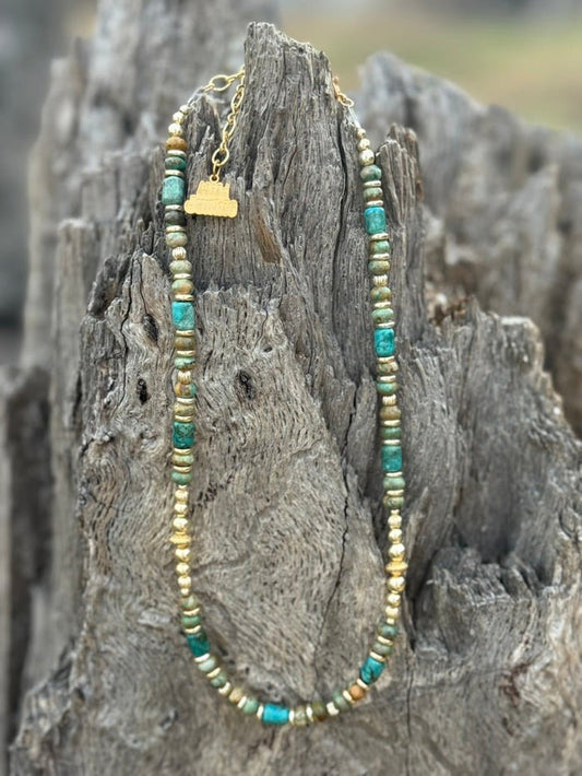 Gold Desert Turquoise Beaded Necklace