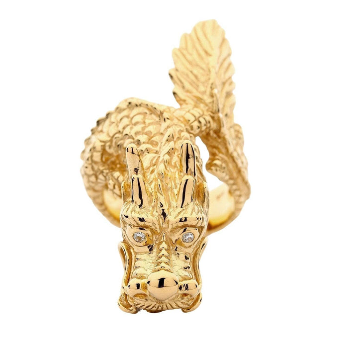 23g heavy handcrafted sterling silver dragon ring with gold plating