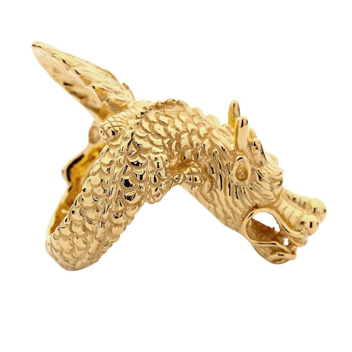 statement gold dragon jewelry with clear CZ eyes