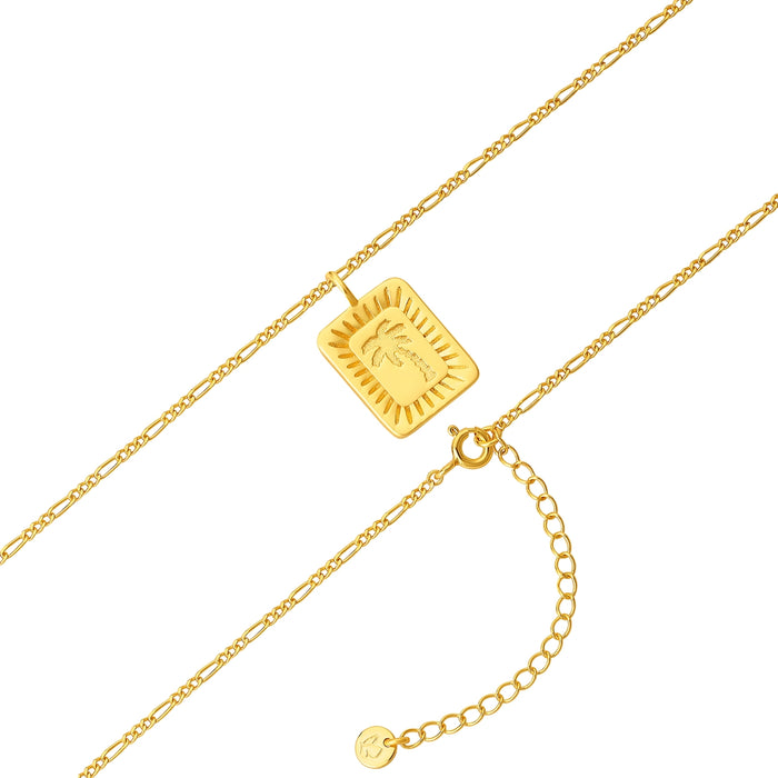 Goldene Figaro-Kette mit Palmen-Anhänger