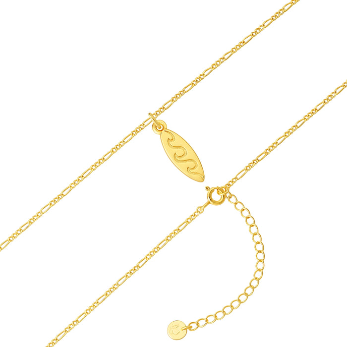 Goldene Figaro-Kette mit Surfbrett Anhänger