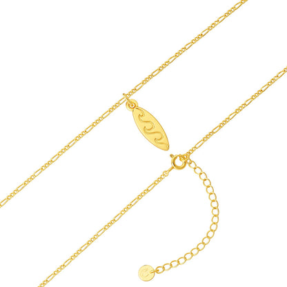 Goldene Figaro-Kette mit Surfbrett Anhänger