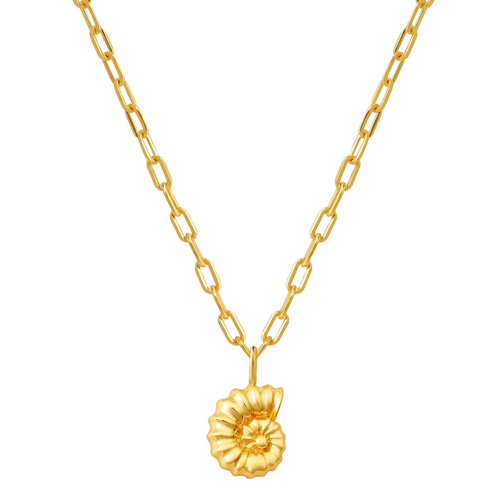 Goldene Gliederkette mit Anhänger Muschel