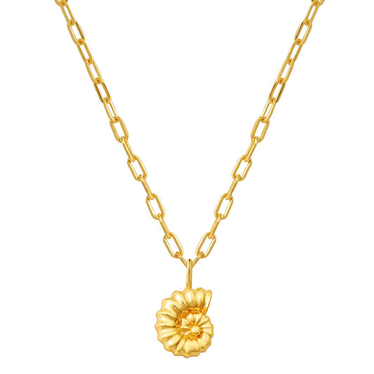 Goldene Gliederkette mit Anhänger Muschel