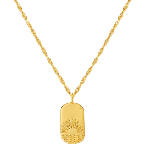 Goldene Kordel-Kette mit Anhänger Sonnenuntergang