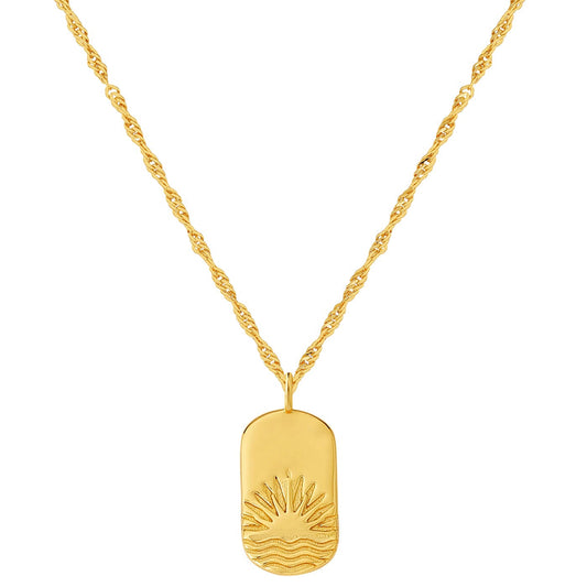 Goldene Kordel-Kette mit Anhänger Sonnenuntergang