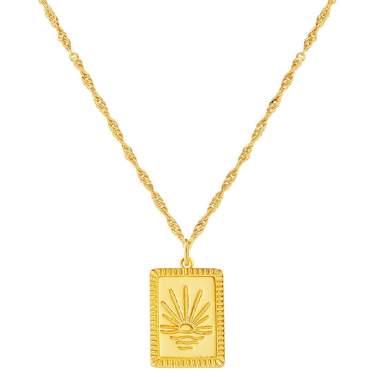 Goldene Kordel-Kette mit Sonneuntergang-Anhänger