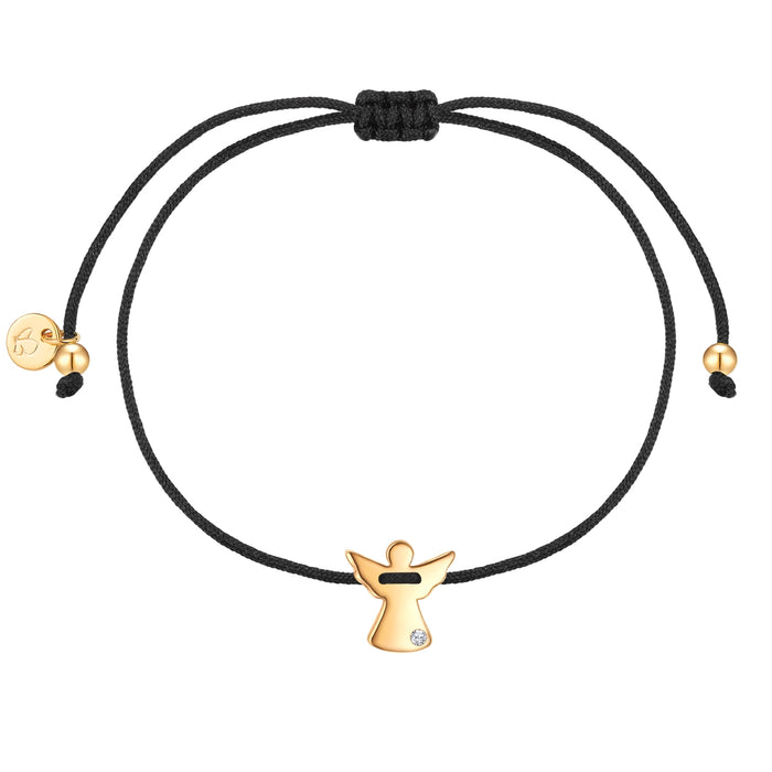 Goldenes Engel-Armband mit Textilband/Lab Grown Diamond
