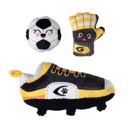 Petshop by Fringe Studio dog toys GOOOOOAL Soccer Time Sports Plush Squeaky Dog Toy Set - 3 Pc
